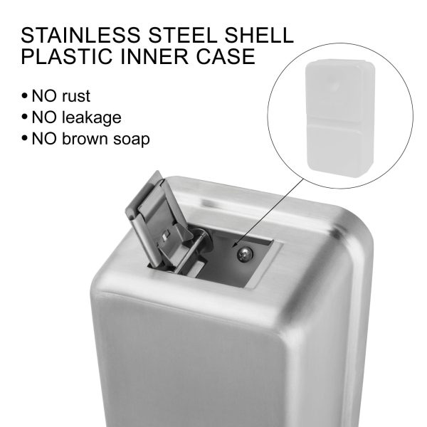 New Design BRUSHED 1100ml STAINLESS STEEL FOAM SOAP DISPENSER - Image 3